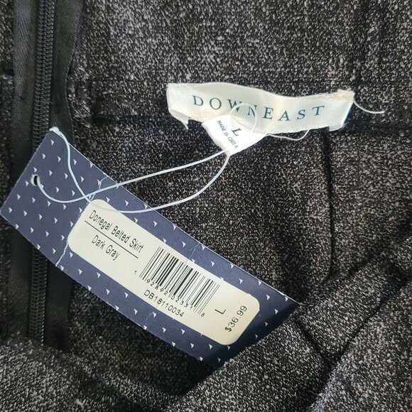 Downeast Donegal Belted Skirt Dark Gray Pleated Women L Classic Career Basic NEW - Picture 3 of 8